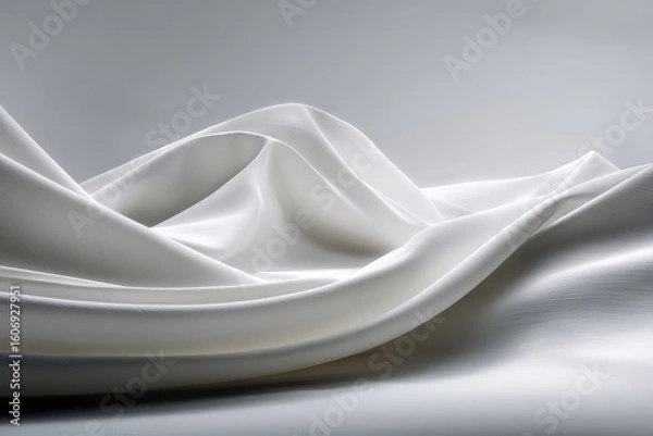 Fototapeta minimalist design featuring thin wavy lines gracefully flowing across pristine white background