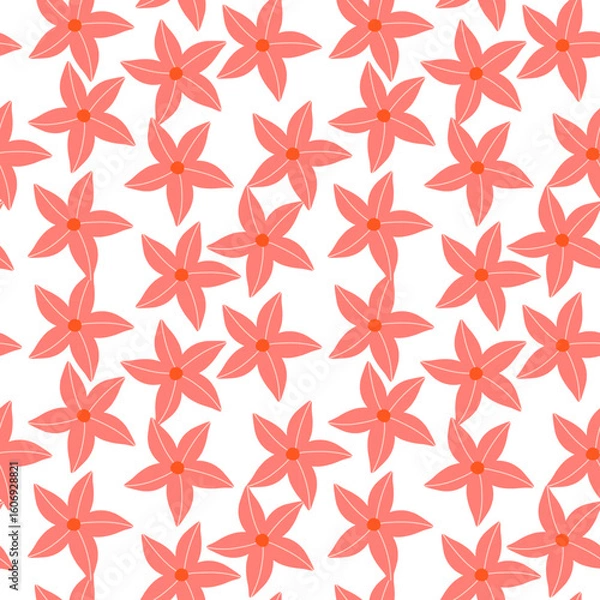 Fototapeta Seamless floral pattern with hearts, a vector design perfect for spring textile or summer fabric decoration