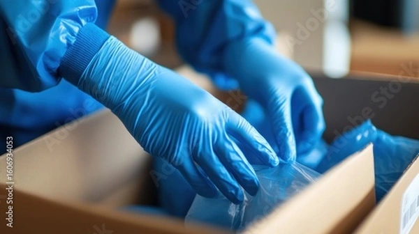 Obraz Packaging food items in a sterile environment