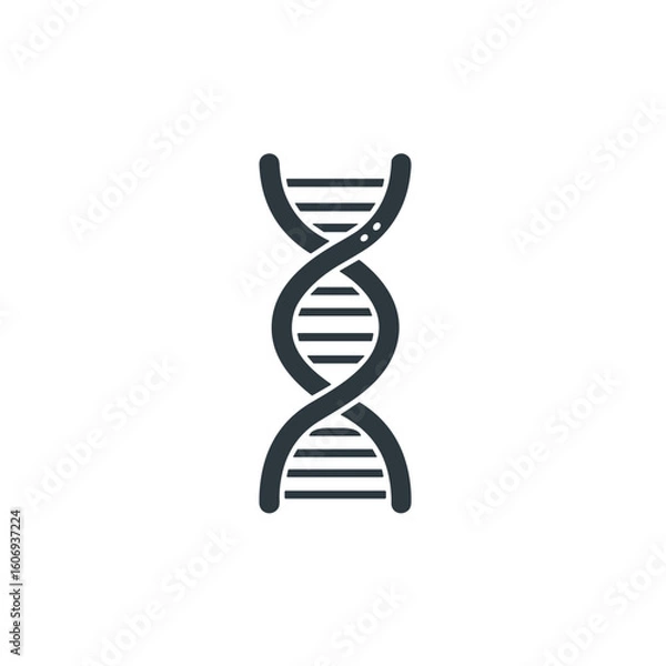 Fototapeta DNA double helix illustration in dark color on white background  