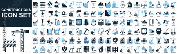 Obraz Set construction icon vector illustrating building a scene or stage. Ideal for film, theater, events, exhibition design, and creative production themes.	