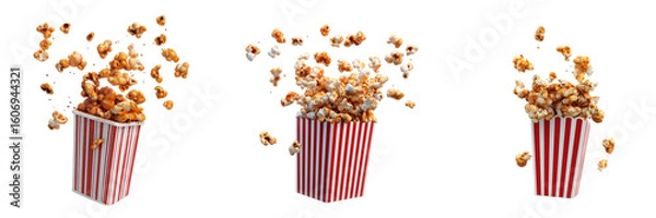 Fototapeta Set of various Bucket of popcorn isolated on transparent background
