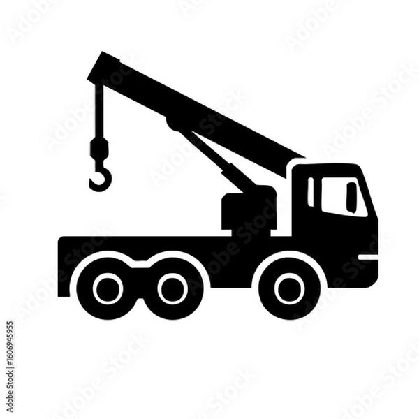 Fototapeta Tow truck icon black silhouette on transparent background
