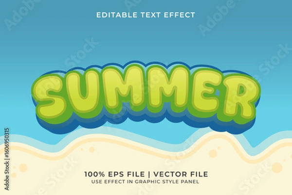 Fototapeta 3D Summer Holiday Editable Vector Text Effect