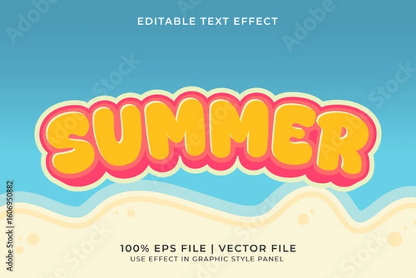 Fototapeta 3D Summer Holiday Editable Vector Text Effect