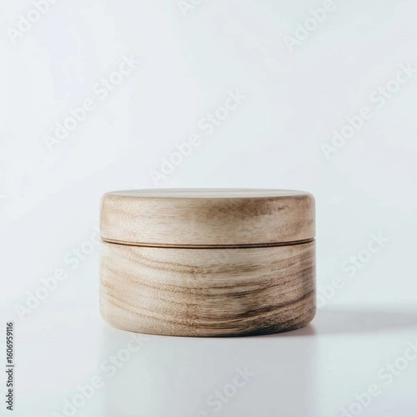 Obraz Minimalist wooden container with smooth finish and natural grain texture, modern home decor, sleek design on white background, Scandinavian style storage