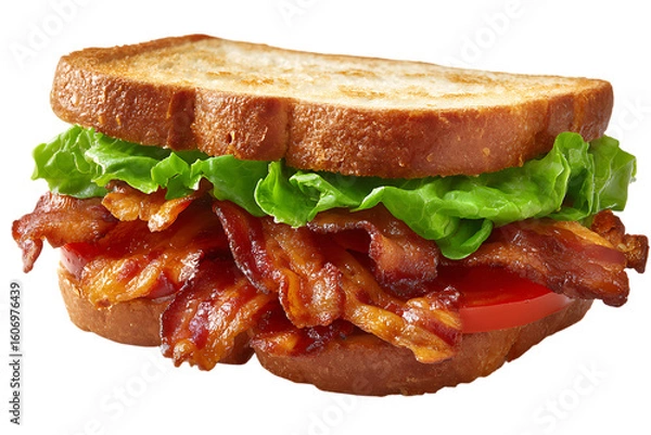 Obraz A delicious blt sandwich with crispy bacon, fresh lettuce, and ripe tomato on toast on transparent background