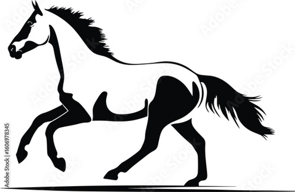 Obraz Running Horse Silhouette Vector Illustration