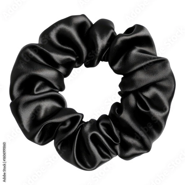 Fototapeta Black scrunchie isolated on transparent background
