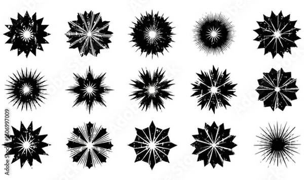 Fototapeta Retro Distressed Starburst Icons Vector Pack