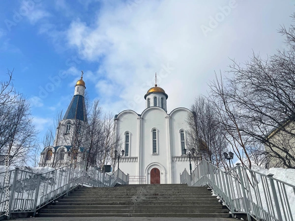 Obraz Church of the Savior on the Waters, an Orthodox church in Murmansk, Russia