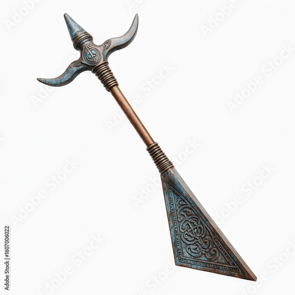 Fototapeta Ancient Ceremonial Weapon: A close-up view of an ancient ceremonial weapon, showcasing intricate details and craftsmanship with a cultural aesthetic