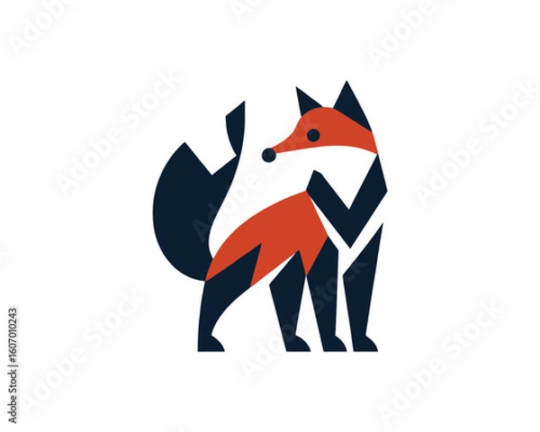 Fototapeta Geometric Fox Illustration in Bold Color Palette