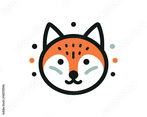 Fototapeta Whimsical Fox Face Icon in Modern Vector Style