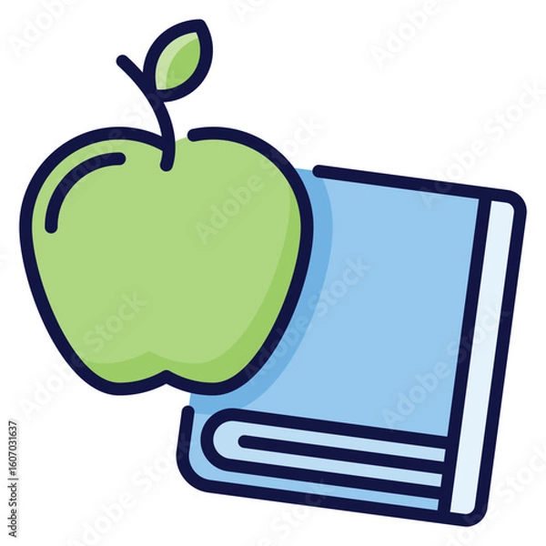 Fototapeta Apple With Book Icon