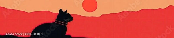 Fototapeta minimalist cat on red background