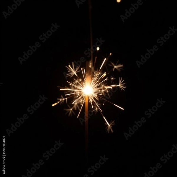Obraz Sparkler emitting fiery particles in dark space