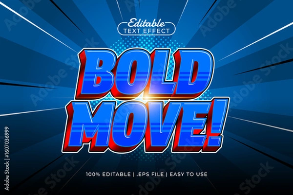 Obraz bold move editable text effect with a hero and super text style