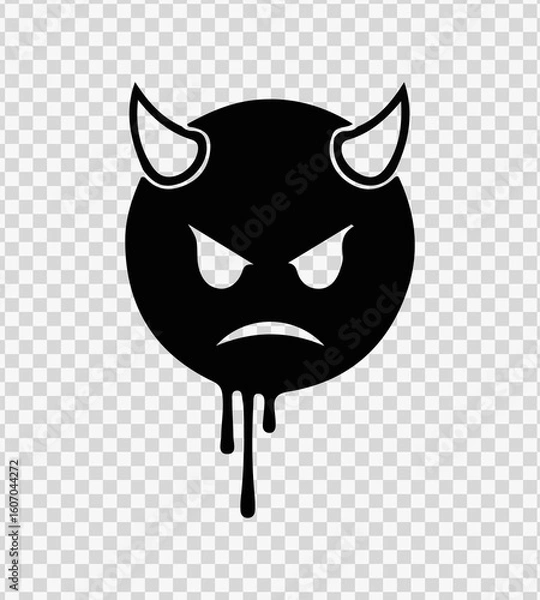 Obraz Angry Devil Emoji Dripping Vector – Bold and Dark Expression Design.