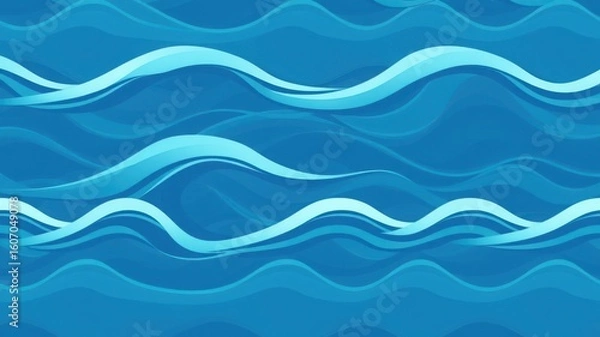 Fototapeta Abstract illustration of wavy lines in shades of blue creating a water like visual effect
