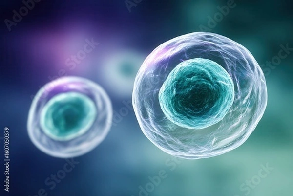 Obraz Microscopic view of human cells in division process