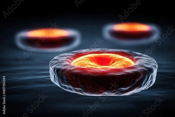 Obraz Glowing hot rings in abstract futuristic design