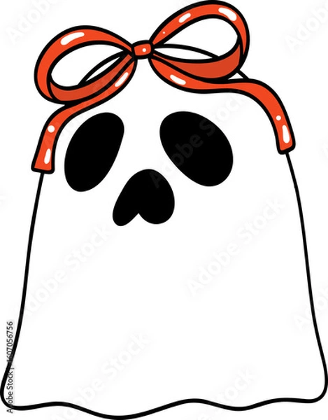 Fototapeta Cute Halloween Ghost Doodle Elements Hand drawing.