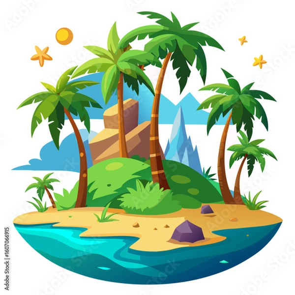 Fototapeta tropical island with palm trees