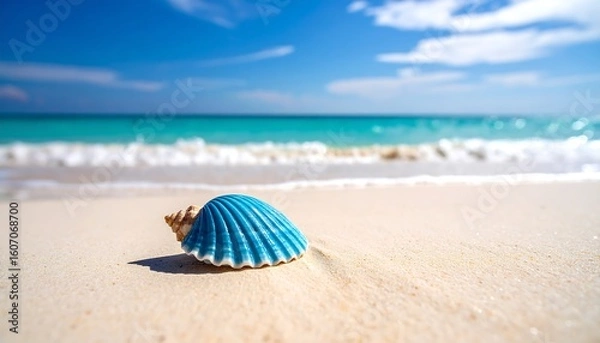 Obraz Seashell on beach, blue, sunny