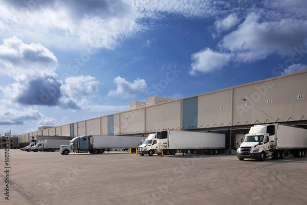Obraz trucks on warehouse loading docks