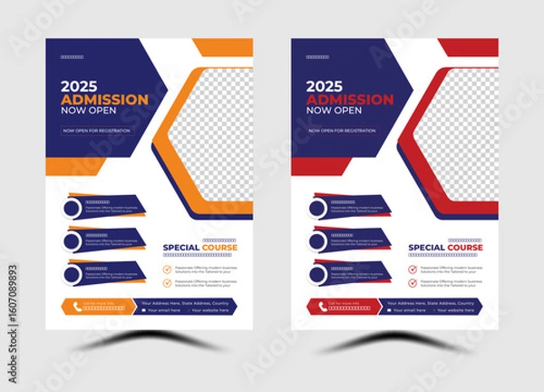 Fototapeta “Educational Admission Flyer Layout Featuring Development, Creativity, and Management Course Highlights”