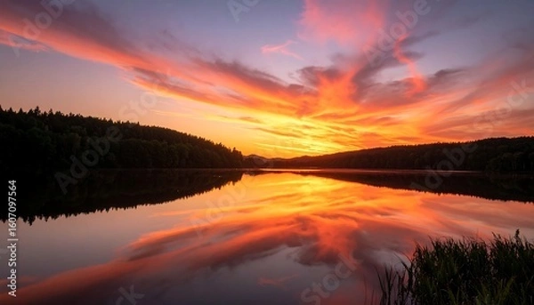 Obraz Serene sunset over a lake