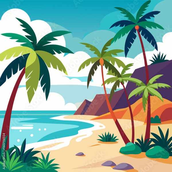 Fototapeta tropical island with palm trees