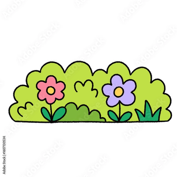 Obraz Cute nature bush cartoon element