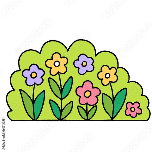 Obraz Cute nature bush cartoon element