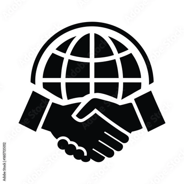 Obraz  global handshake vector silhouette