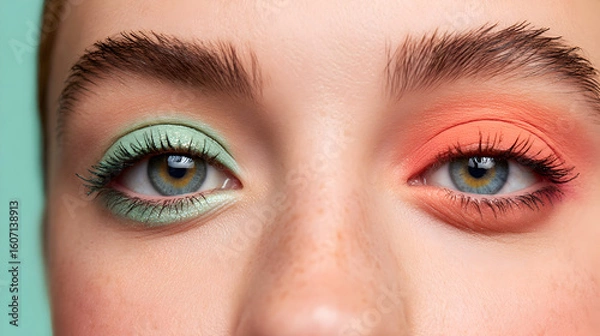 Fototapeta Beauty makeup split design showcasing vibrant colors and contrasting styles capturing creativity and self-expression in modern art