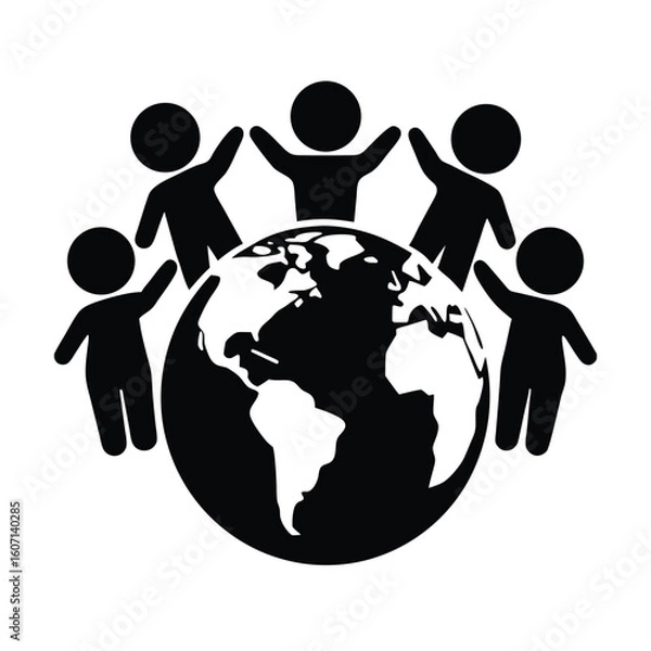 Obraz This captures the essence of the sentence and tags, focusing on global connection, business, and teamwork 