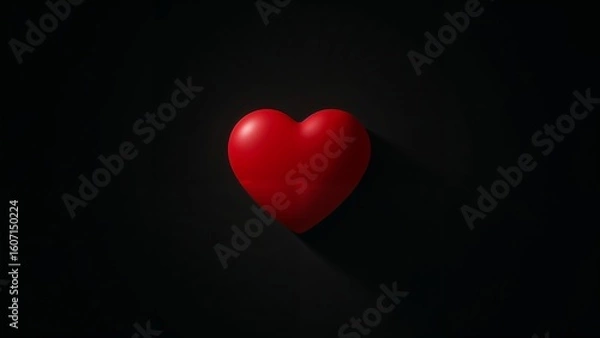 Obraz Vibrant Red Heart Symbol on Dark Background, Representing Love, Compassion, and Romantic Emotion in a Minimalist Style