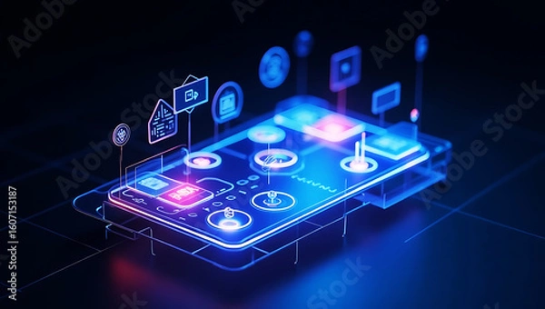 Obraz Futuristic holographic technological background royalty free image premium quality