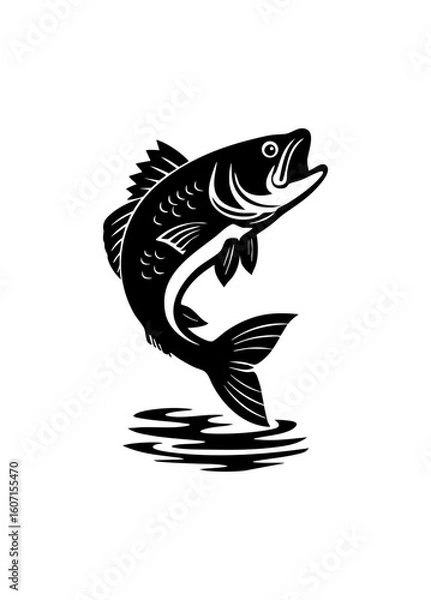 Fototapeta Illustration of a fish jumping out of the water with splash on a white background design art