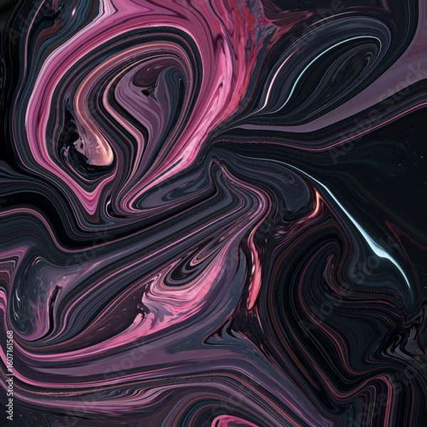 Fototapeta Elegant abstract dark marble texture with pink and violet swirls. Perfect for luxury backgrounds, creative design, and digital artwork. Swirl, Marble, Dark, Abstract, Luxury.