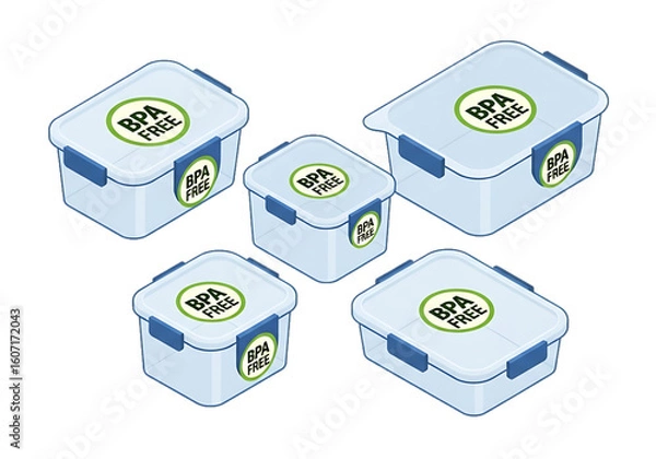 Fototapeta Stack of labeled food containers, suggesting meal prep or food storage.