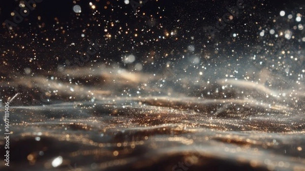Fototapeta Macro Shot of Dust Particles Creating a Magical Scene on Glass Surface