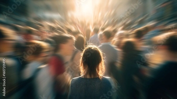 Obraz Bystander effect visualized crowd ignoring a person in need emotional social psychology background with dramatic lighting
