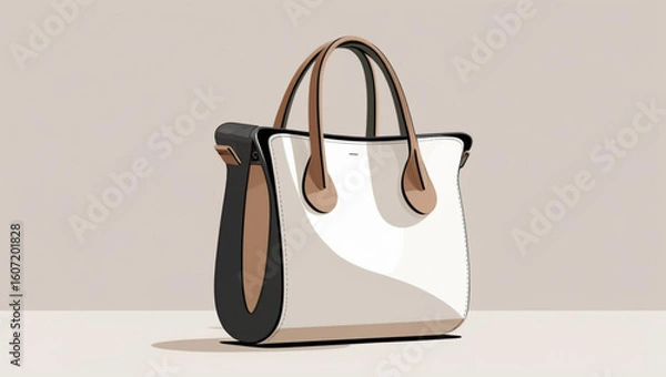 Obraz Elegant and Luxurious Handbag in Black, White, and Tan