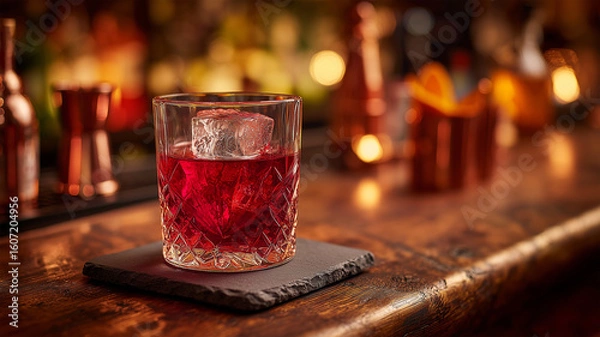 Fototapeta カクテルグラスが際立つ夕暮れの一杯