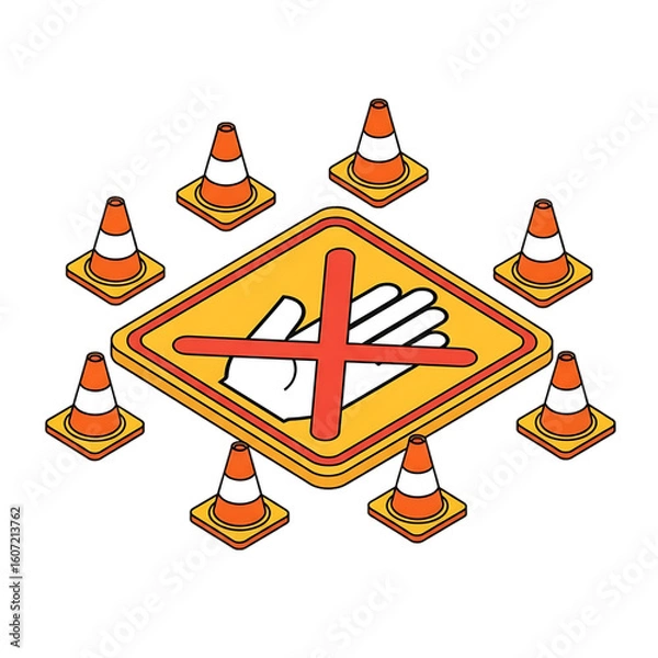 Fototapeta Construction zone with warning signs, symbolizing danger or restriction.
