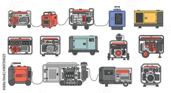 Obraz Collection of portable and standby electrical generator sets for reliable power solutions