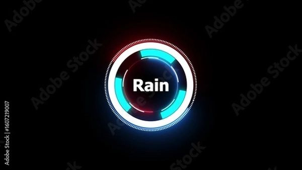 Fototapeta Futuristic circular interface with word Rain technology